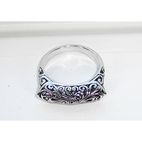 925 STERLING SILVER Unique Floral Swirls Statement Ring - Picture 5 of 16